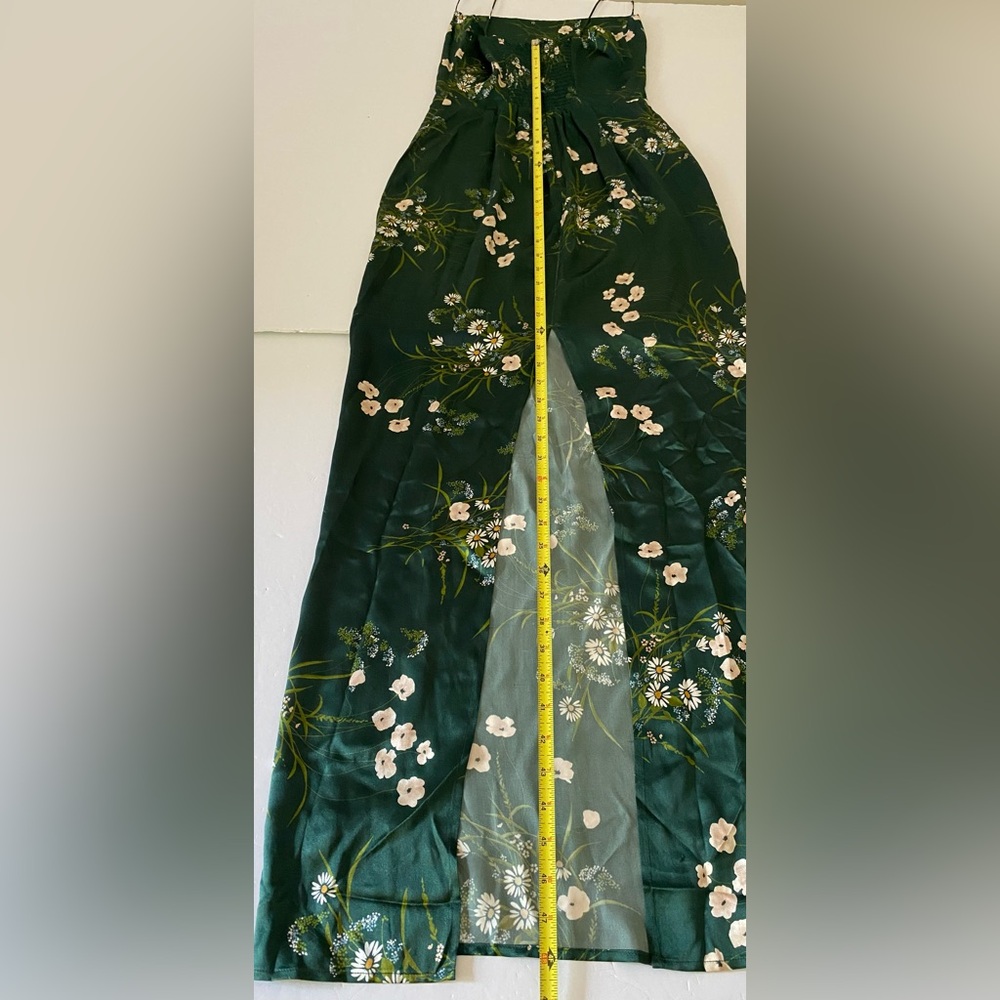 Reformation Frankie Silk Maxi Dress Size 2 Green Floral Sleeveless - Picture 10 of 12